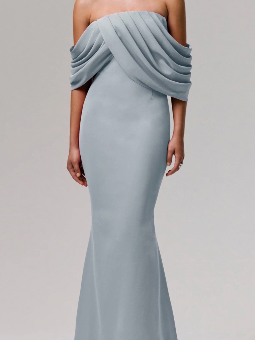 Strapless Draped Light Blue Evening Dress